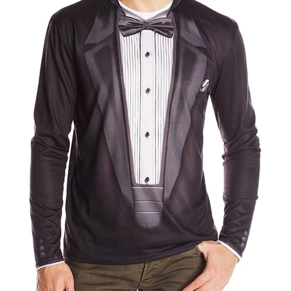 Faux Real Shirts Long Sleeve Black Tuxedo Tshirt Poshmark
